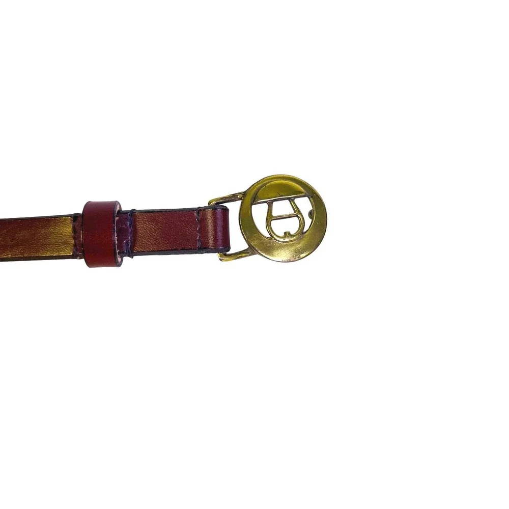 Etienne Aigner Western‎ Leather Belt Womens XS 26-29 in Horseshoe Burgundy